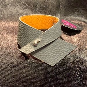 Leather Grey Cuff Bracelet